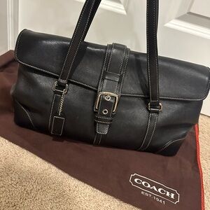 COACH Hamptons 9267 Black Leather Flap Purse